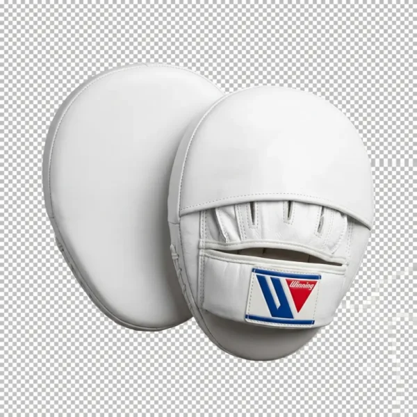 a pair of Winning Oval Curved Punch Mitts (White)