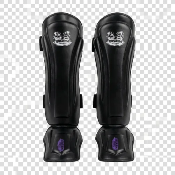 Ibrahim Sports Professional Muay Thai Shin & Instep Guards (Pro Series - Black)