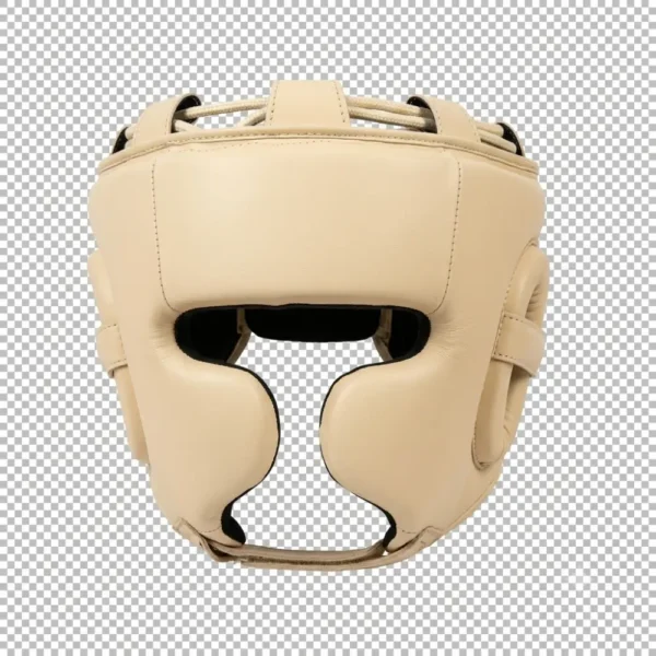 Full Coverage Sparring Boxing Head Guard (Cream/Beige Leather)